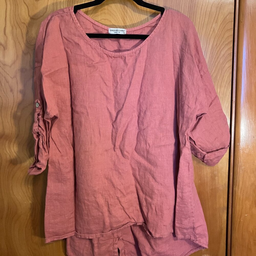 Terzo Millennio 100% Linen Tunic/Blouse L Rose